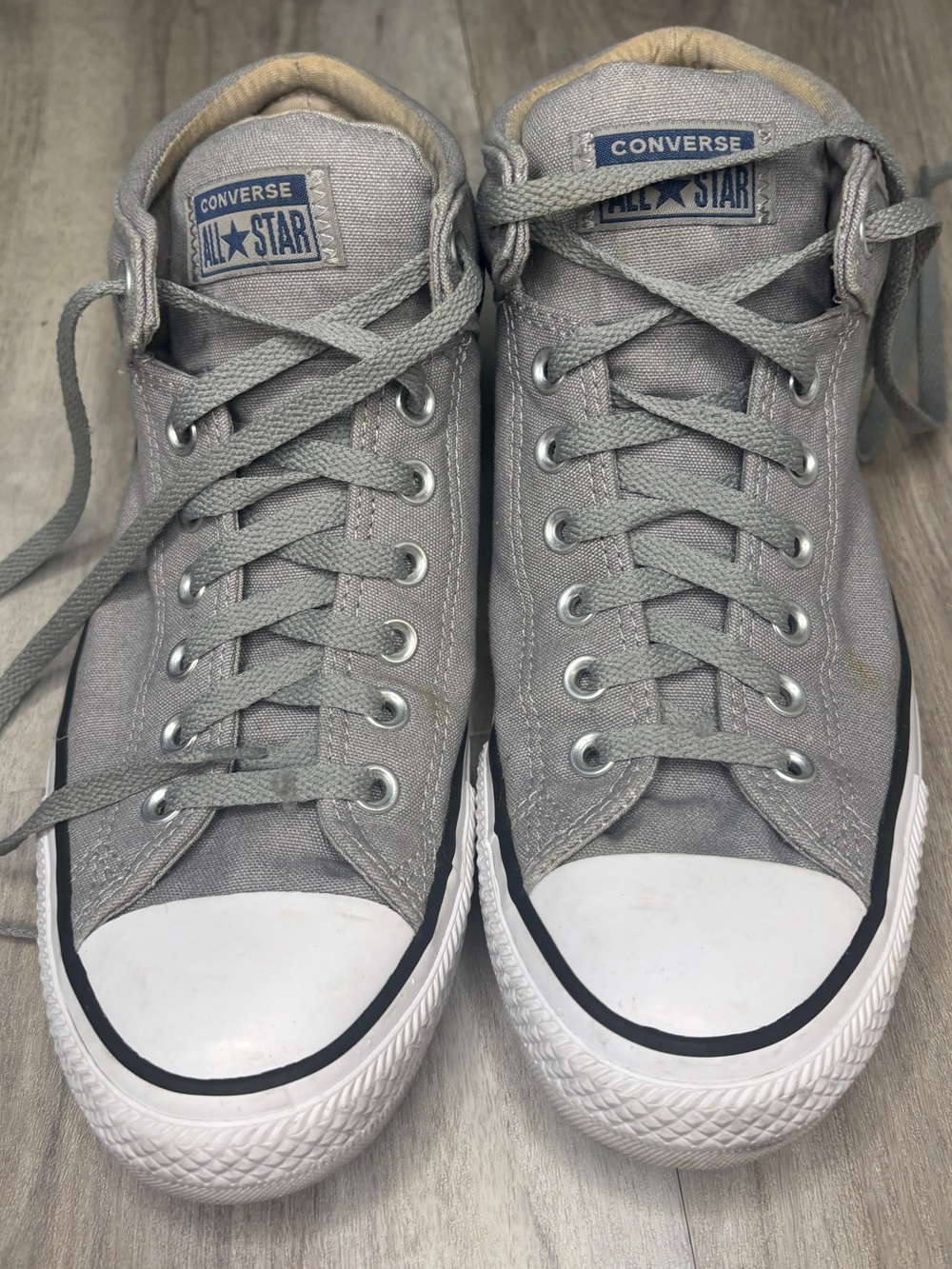 Converse Mens Gray Canvas High-Top Sneakers Size 9.5